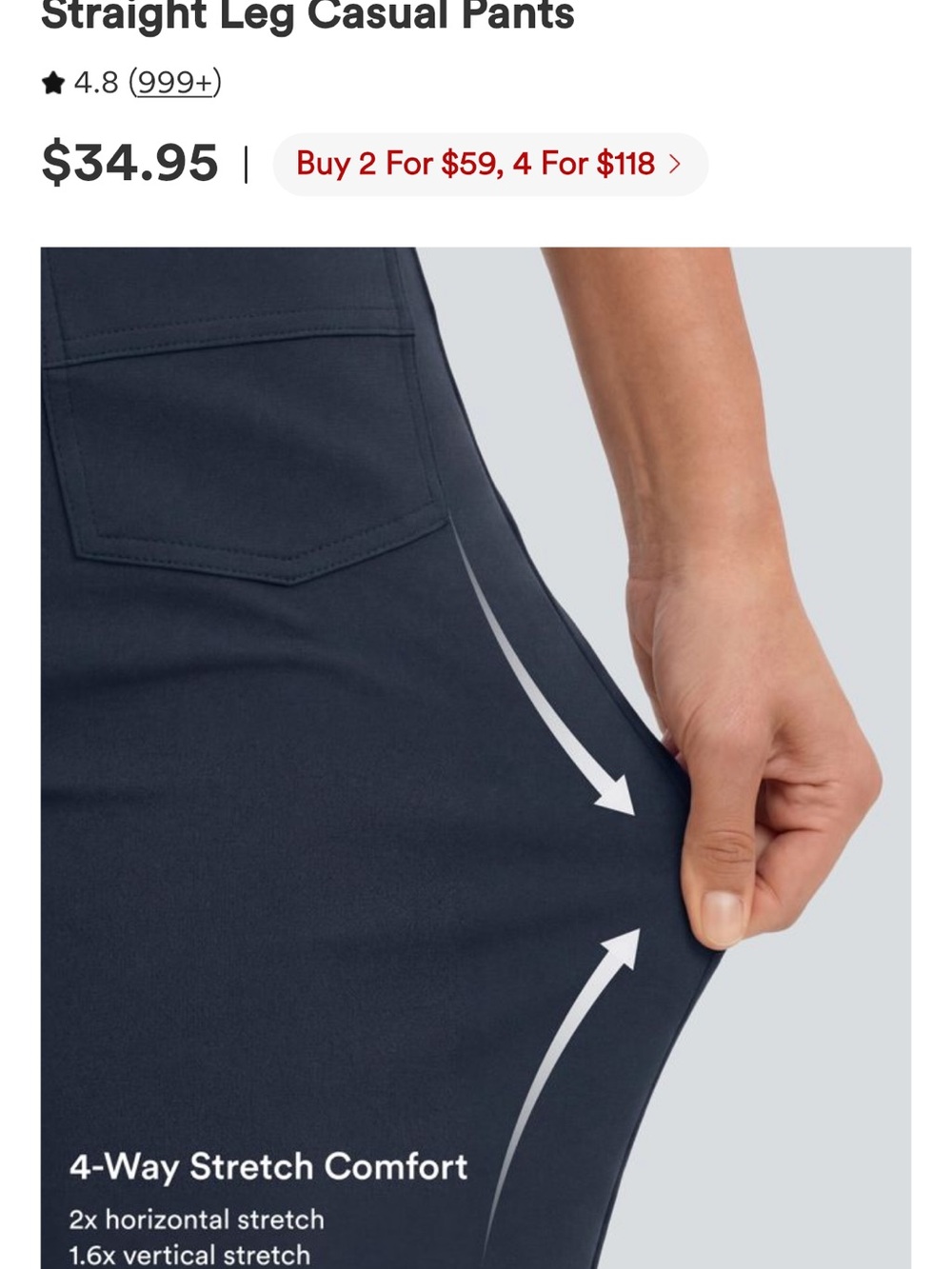 High-Rise Straight-Leg Pants - Navy - Picture 4 of 4